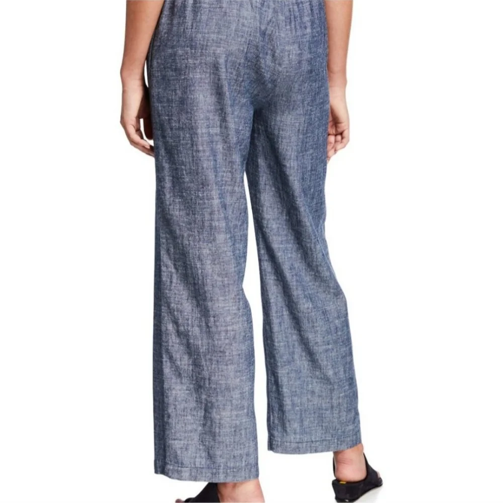 NWT Eileen Fisher Hemp Organic Cotton Chambray Straight Pants. Size XXS - Picture 3 of 10